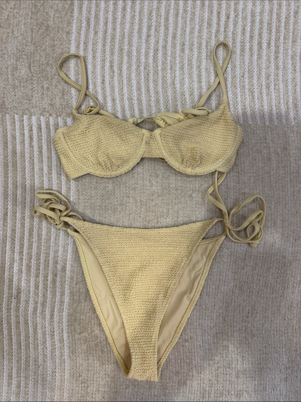 PacSun Yellow Textured Tie Bikini